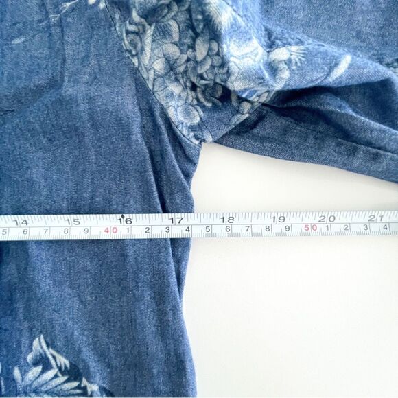 Vero Moda Tipi Shirt Denim Chambray Floral Blue Button Up Women's S Cotton - Picture 6 of 9